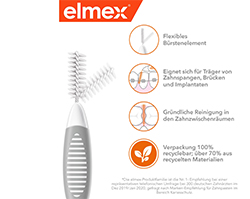 ELMEX Diş arası fırçaları ISO 7 numara 1,3 mm gri, 8 adet