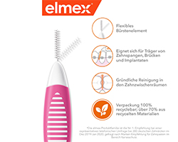 ELMEX Diş arası fırçaları ISO boyut 0 0,4 mm pembe, 8 adet