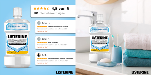 LISTERINE Gelişmiş beyaz Mundspülung, 600 ml