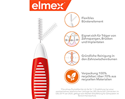 ELMEX Diş arası fırçaları ISO boyut 2 0,5 mm kırmızı, 8 adet