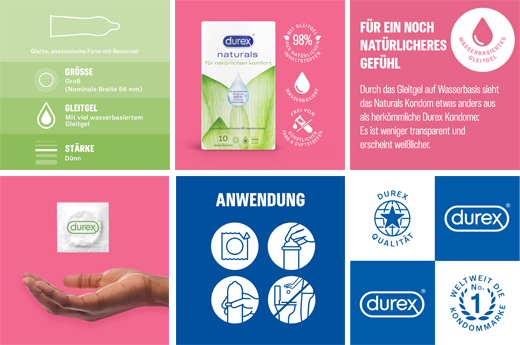 DUREX su bazlı kayganlaştırıcılı naturals prezervatif, 10 adet
