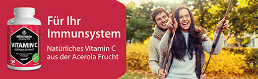 VITAMIN C 160 mg aserola özü saf vegan kapsül, 180 Kapsül