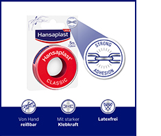 HANSAPLAST Klasik 1,25 cm x 5 m sabitleme alçısı, 1 adet