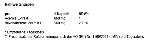 VITAMIN C 160 mg aserola özü saf vegan kapsül, 180 Kapsül