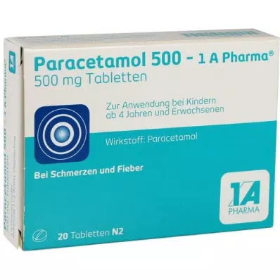 PARACETAMOL 500-1A İlaç Tabletleri, 20 adet