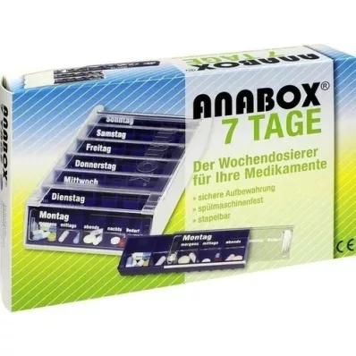 ANABOX 7 günlük haftalık dispenser mavi, 1 adet