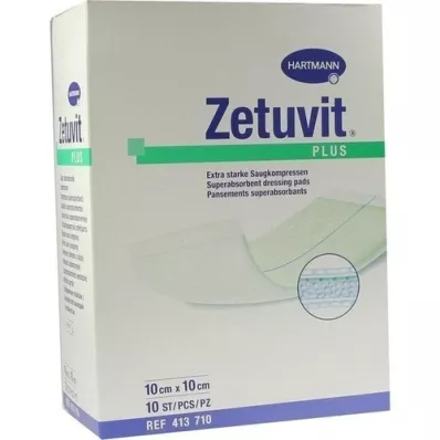 ZETUVIT Plus ekstra güçlü emici kompres steril 10x10 cm, 10 adet