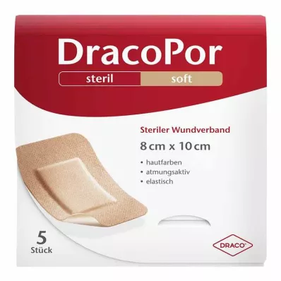 DRACOPOR 8x10 cm steril cilt renginde yara örtüsü, 5 adet DRACOPOR 8x10 cm steril cilt renginde yara örtüsü, 5 adet