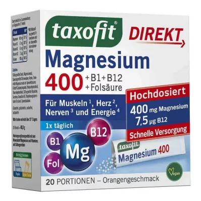 TAXOFIT Magnezyum 400+B1+B6+B12+folik asit 800 gran, 20 adet