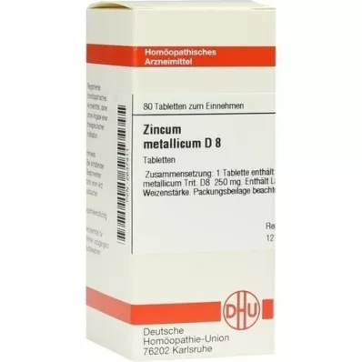 ZINCUM METALLICUM D 8 Tablet, 80 Kapsül