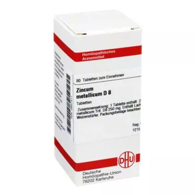 ZINCUM METALLICUM D 8 Tablet, 80 Kapsül
