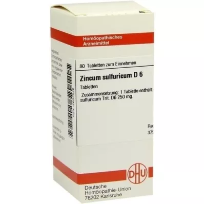 ZINCUM SULFURICUM D 6 Tablet, 80 Kapsül