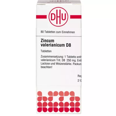 ZINCUM VALERIANICUM D 8 Tablet, 80 Kapsül