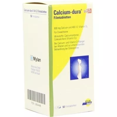 CALCIUM DURA Vit D3 film kaplı tabletler, 50 adet