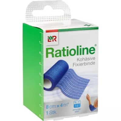 RATIOLINE akut sabi̇tleme bandaji kohezyonlu 8 cmx4 m mavi̇, 1 adet