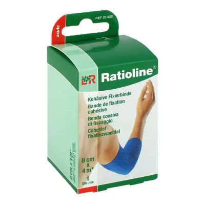 RATIOLINE akut sabi̇tleme bandaji kohezyonlu 8 cmx4 m mavi̇, 1 adet