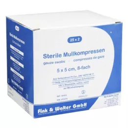 MULLKOMPRESSEN 5x5 cm steril 8 katlı, 25X2 adet