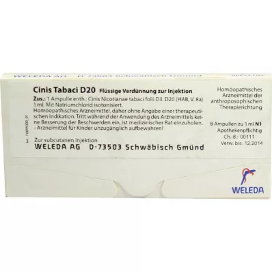 CINIS TABACI D 20 ampul, 8X1 ml CINIS TABACI D 20 ampul, 8X1 ml