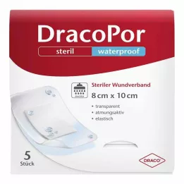 DRACOPOR su geçirmez yara örtüsü 8x10 cm steril, 5 adet