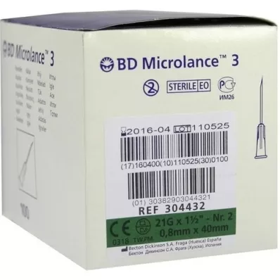 BD MICROLANCE Kanül 21 G 1 1/2 0,8x40 mm, 100 adet