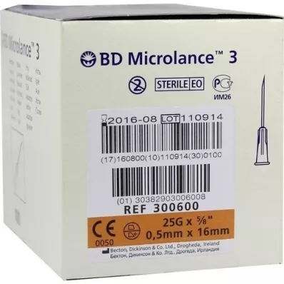 BD MICROLANCE Kanül 25 G 5/8 0,5x16 mm, 100 adet