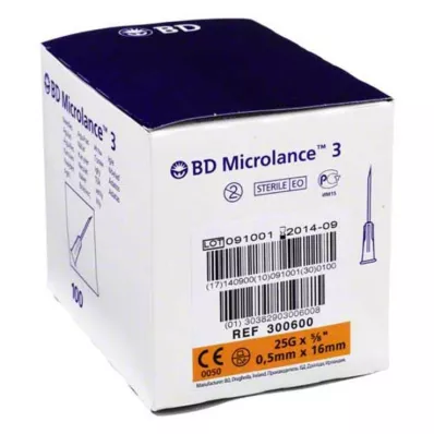 BD MICROLANCE Kanül 25 G 5/8 0,5x16 mm, 100 adet