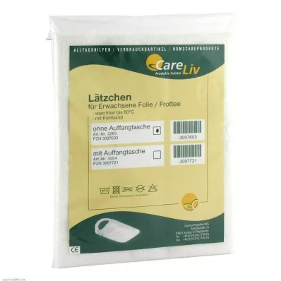 LÄTZCHEN Erw.Folie/Frottee beyaz, cırt bantlı, 1 adet