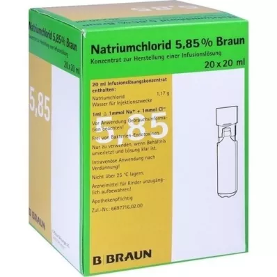 NATRIUMCHLORID %5,85 Kahverengi MPC İnfüzyon çözeltisi, 20X20 ml