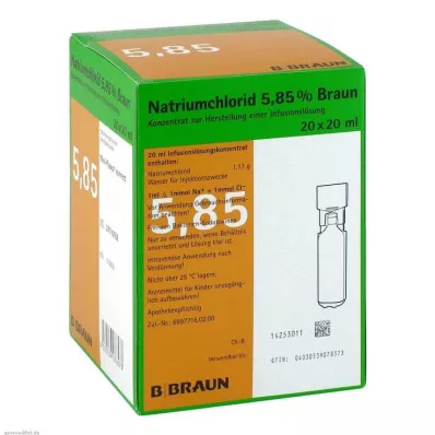 NATRIUMCHLORID %5,85 Kahverengi MPC İnfüzyon çözeltisi, 20X20 ml