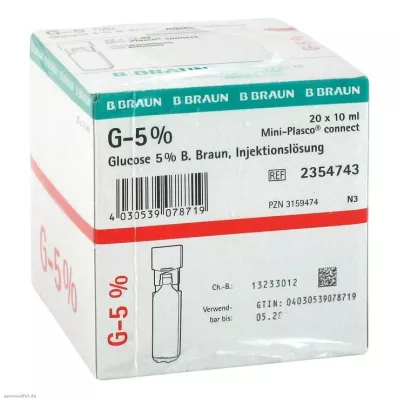 Glikoz %5 Braun Mini Plasco connect enjeksiyon solüsyonu, 20X10 ml