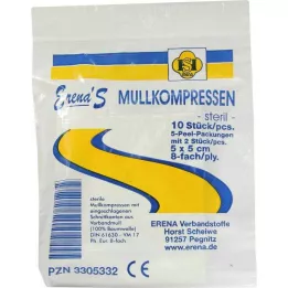 ERENA Gazlı bez kompres 5x5 cm steril 8 katlı, 5X2 adet