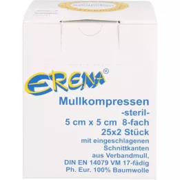 ERENA Gazlı bez kompres 5x5 cm steril 8 katlı, 25X2 adet