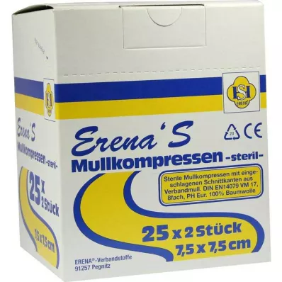 ERENA Gazlı bez kompres 7,5x7,5 cm steril 8x, 25X2 adet