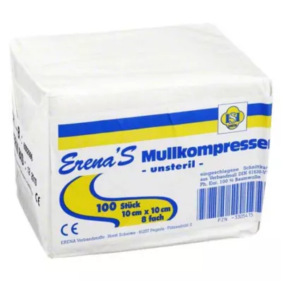 ERENA Gazlı bez kompres 10x10 cm steril olmayan 8 katlı, 100 adet