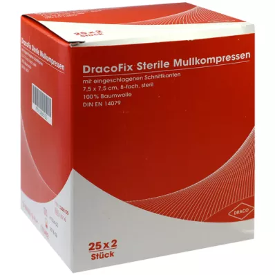 DRACOFIX PEEL Kompresler 7,5x7,5 cm steril 8 katlı, 25X2 adet