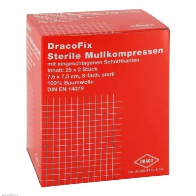 DRACOFIX PEEL Kompresler 7,5x7,5 cm steril 8 katlı, 25X2 adet
