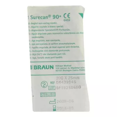 Surecan kanülü 20 Gx25 mm açılı (1 adet)