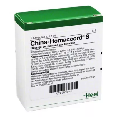 Çin Homaccord S ampulleri, 10 adet Çin Homaccord S ampulleri, 10 adet