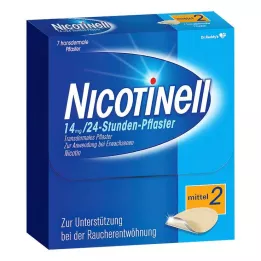 NICOTINELL 14 mg / 24 saatlik nikotin bantları, orta kuvvette bant (2), 7 adet