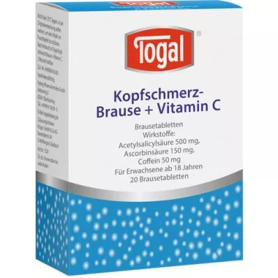 TOGAL Baş Ağrısı Efervesan + Vit.C Efervesan Tablet, 20 Kapsül