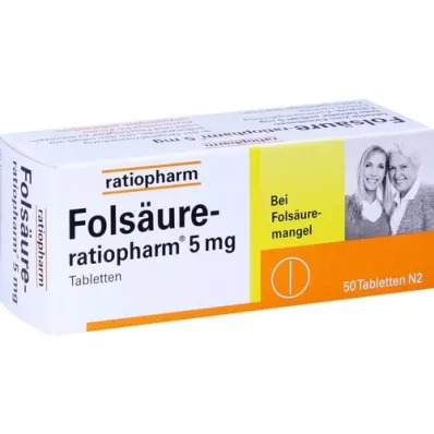 FOLSÄURE-RATIOPHARM 5 mg tabletler, 50 adet