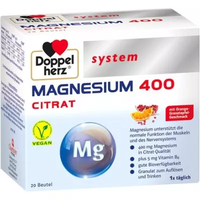 DOPPELHERZ Magnezyum 400 Sitrat sistem granülleri, 20 adet
