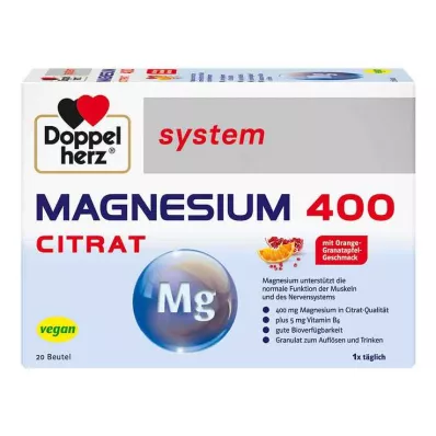 DOPPELHERZ Magnezyum 400 Sitrat sistem granülleri, 20 adet DOPPELHERZ Magnezyum 400 Sitrat sistem granülleri, 20 adet