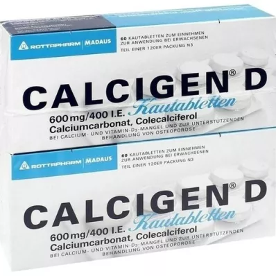 CALCIGEN D 600 mg/400 I.U. Çiğneme Tableti, 120 Kapsül