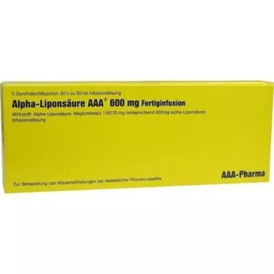 ALPHA LIPONSÄURE AAA 600 mg enjeksiyon şişeleri, 5X50 ml