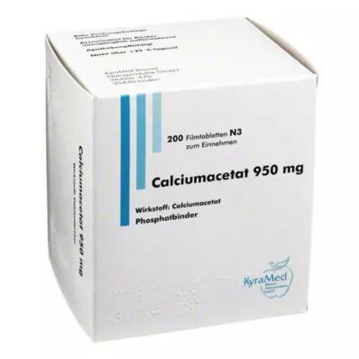 CALCIUMACETAT 950 mg film kaplı tabletler, 200 adet