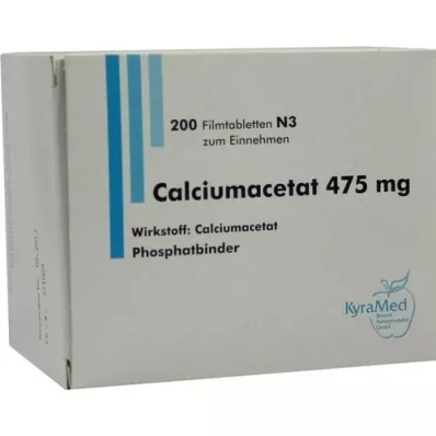 CALCIUMACETAT 475 mg film kaplı tabletler, 200 adet