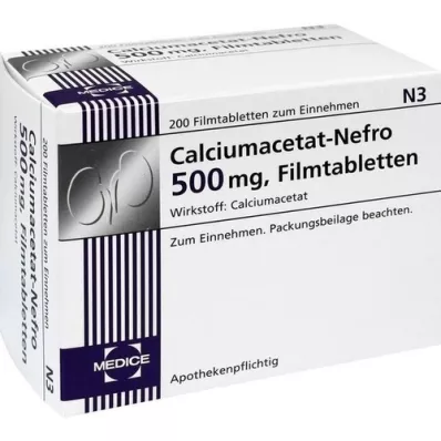 CALCIUMACETAT NEFRO 500 mg film kaplı tablet, 200 adet