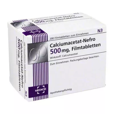 Kalsiyum asetat Nefro 500 mg film kaplı tablet, 200 adet Kalsiyum asetat Nefro 500 mg film kaplı tablet, 200 adet