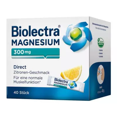 BIOLECTRA Magnezyum 300 mg Direkt Limon Çubukları, 40 adet
